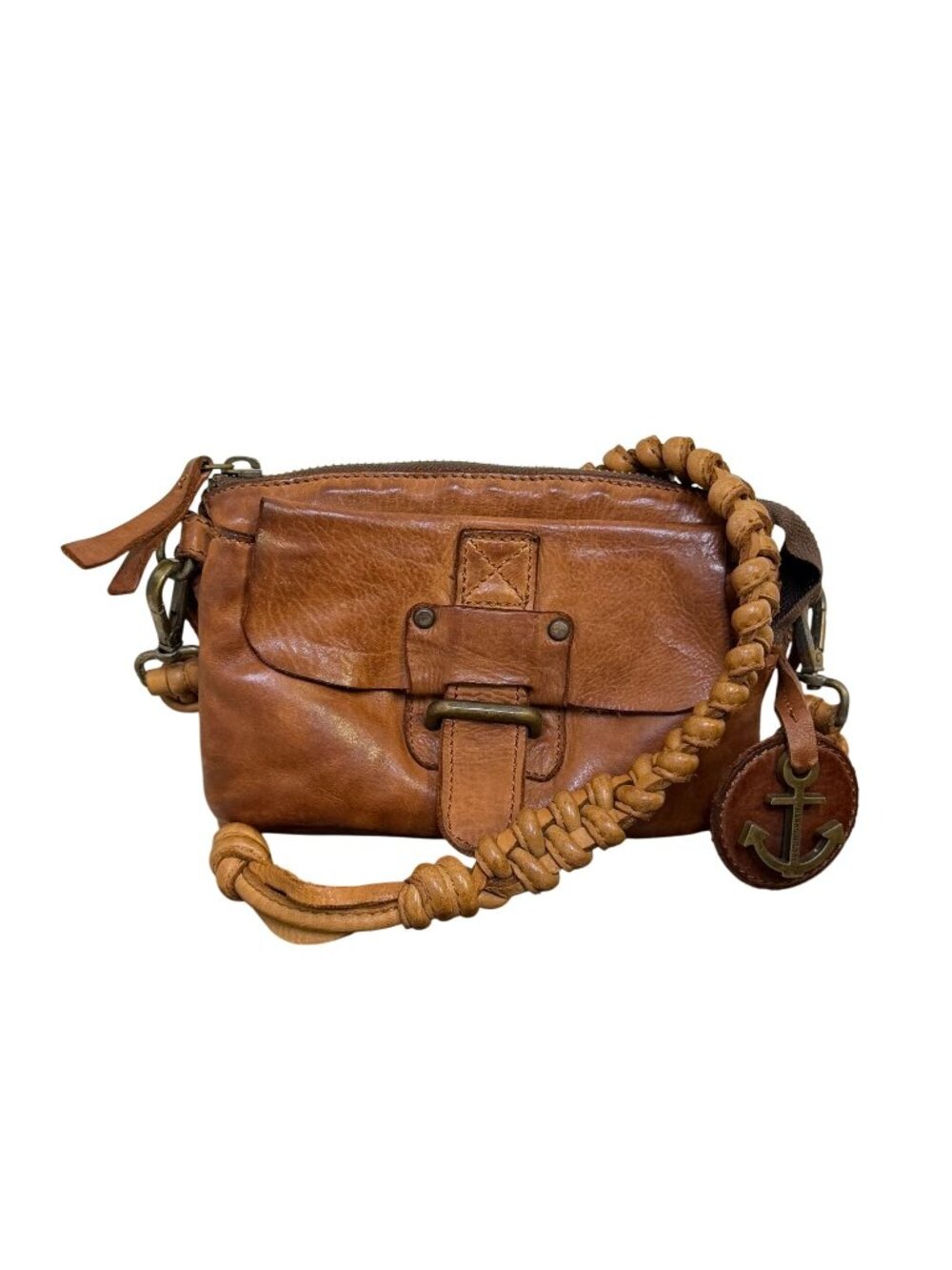 Harbour 2nd Brown Leather Shoulder Bag With Anchor Charm
